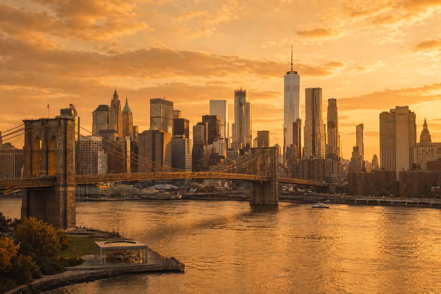 Barrios de Manhattan, Nueva York vistos desde el puente de Brooklyn